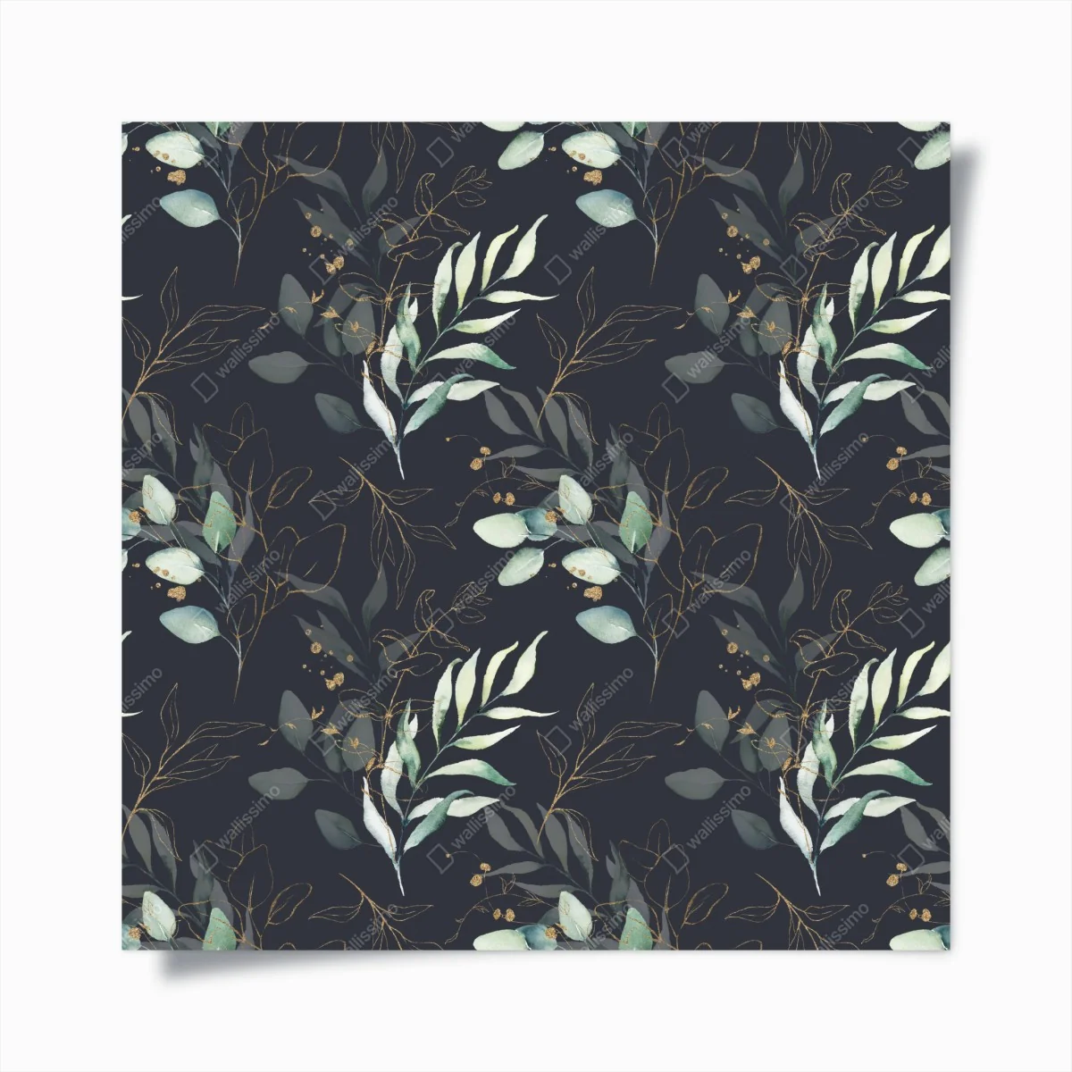 Poster aquarell eukalyptusblätter auf dunklem hintergrund – Wallnifity®