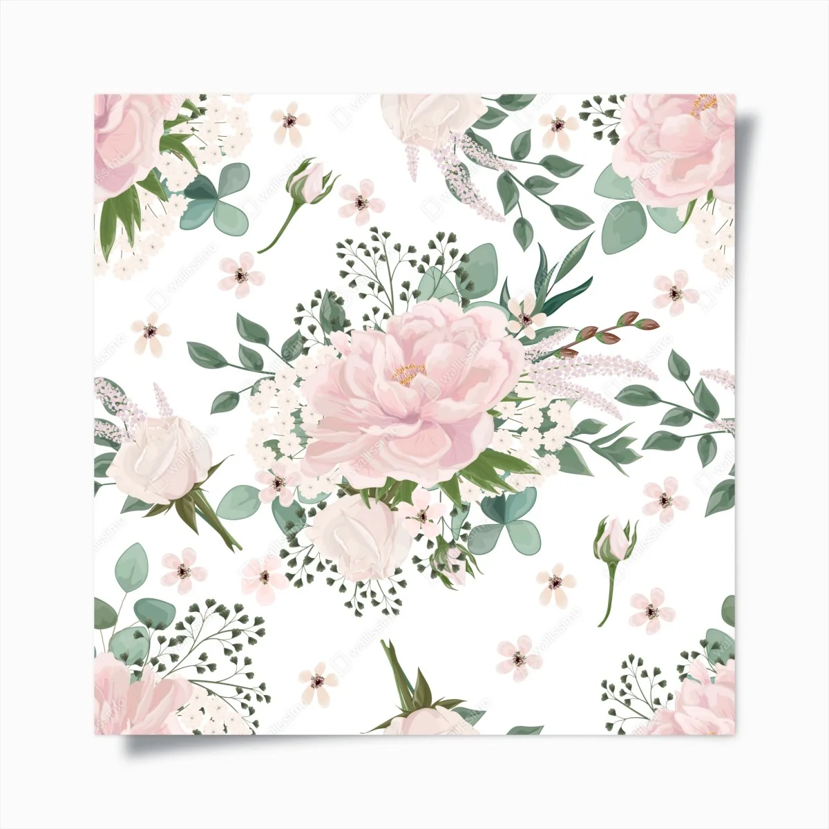 Poster zartes rosa pfingstrosenmuster – Wallnifity®