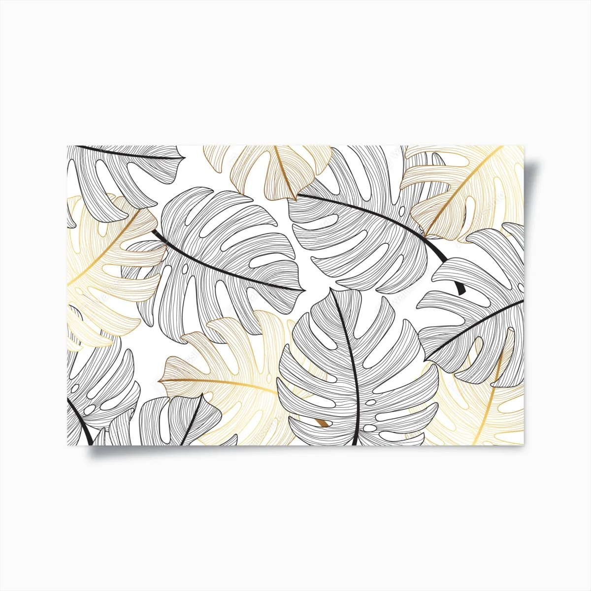 Poster monstera-blattmuster mit goldakzenten – Wallnifity®