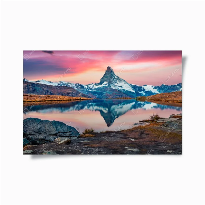 Poster majestätisches Matterhorn spiegelt sich im Stellisee