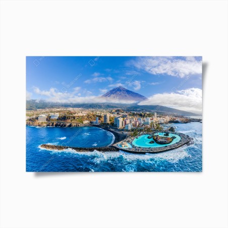 Poster luftpanorama der küste von Teneriffa mit dem Mount Teide – Wallnifity®