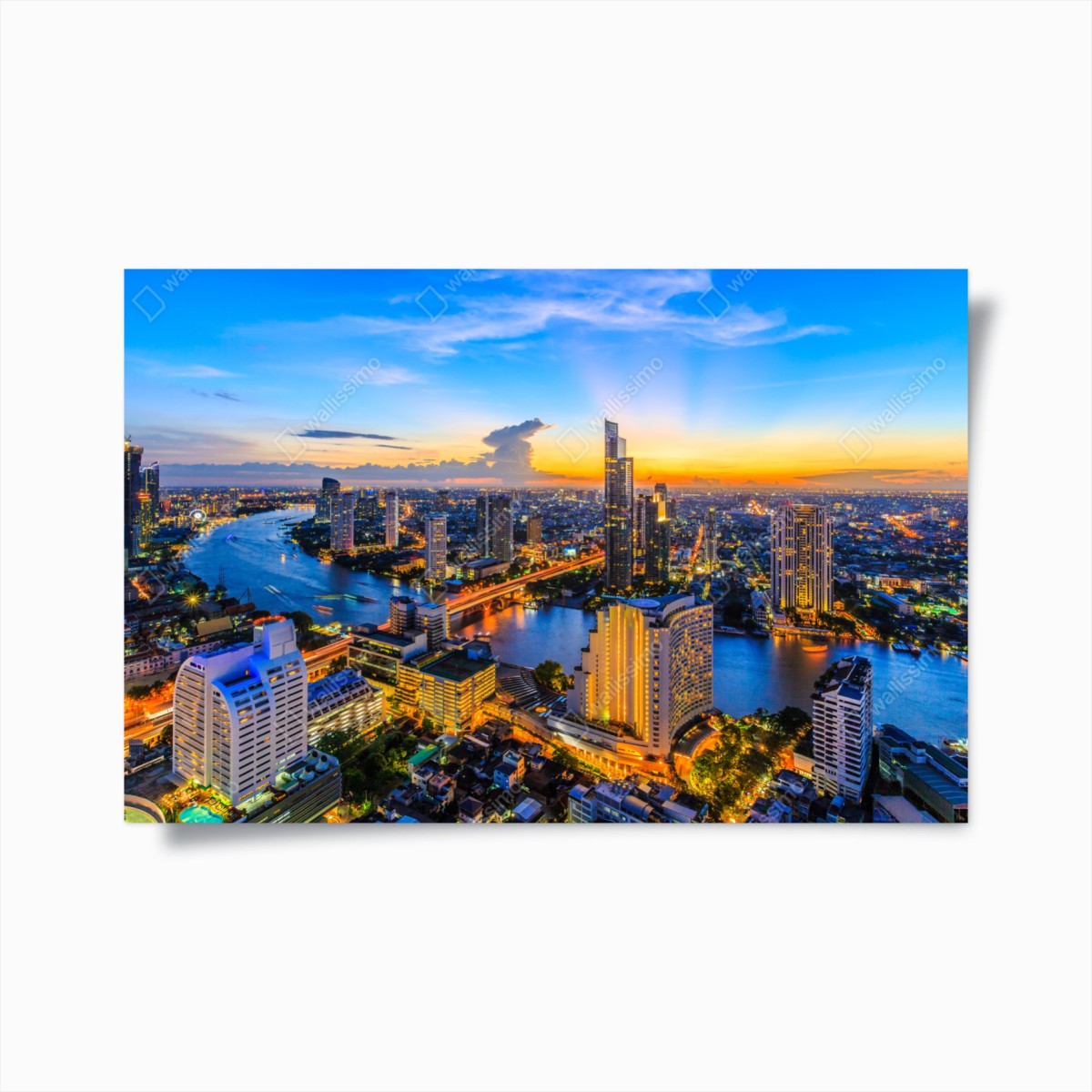 Poster lebendige stadtskyline bei dämmerung – Wallnifity®