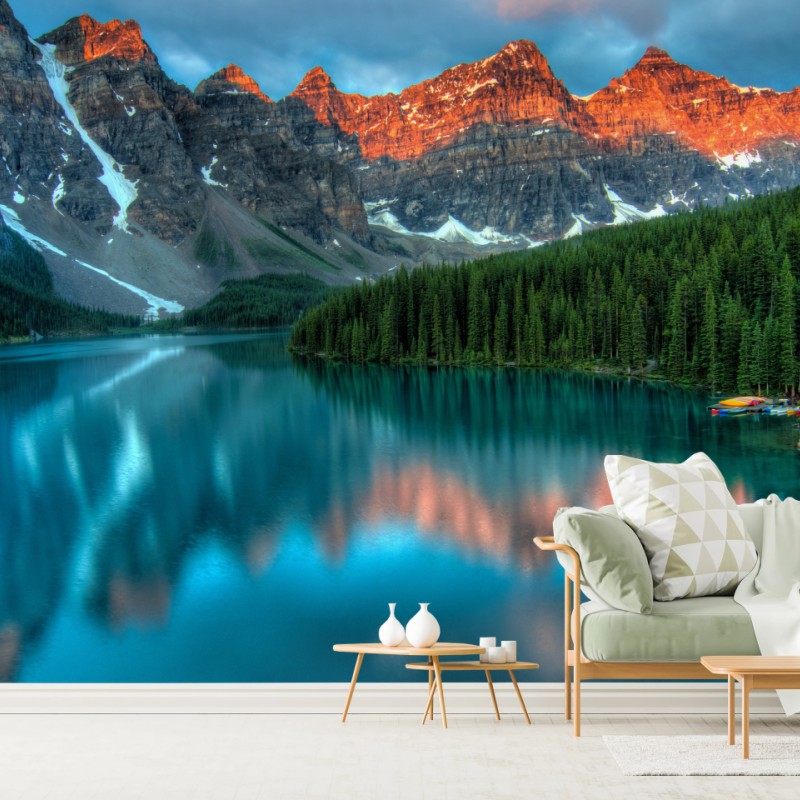 Fototapete Moraine Lake sonnenaufgang alpenglow