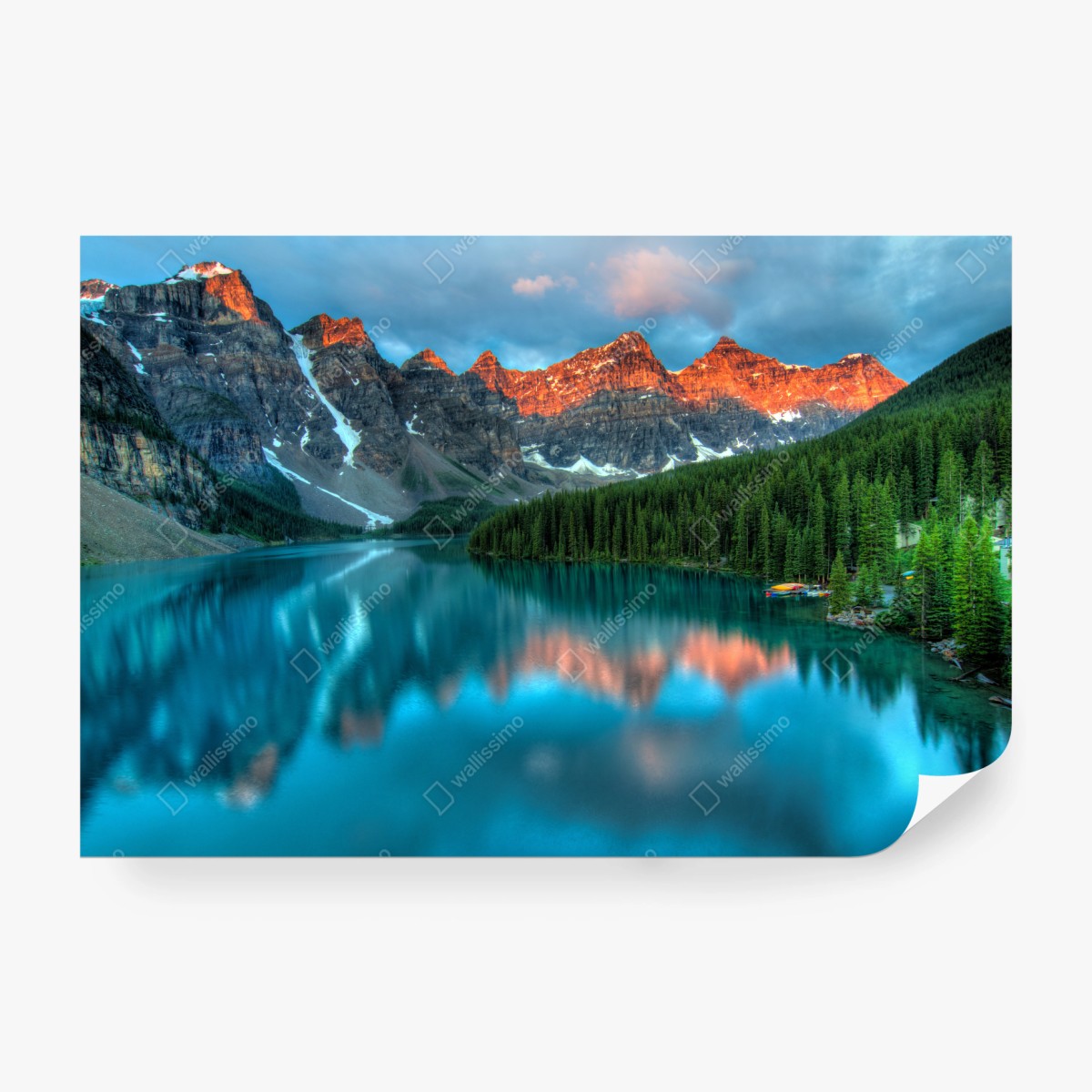 Fototapete Moraine Lake sonnenaufgang alpenglow – Wallnifity® Fototapete Moraine Lake sonnenaufgang alpenglow – Wallnifity®