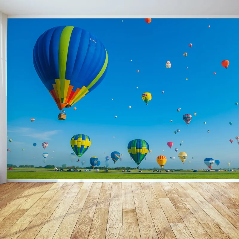 Fototapete bunte heißluftballons über Chambley