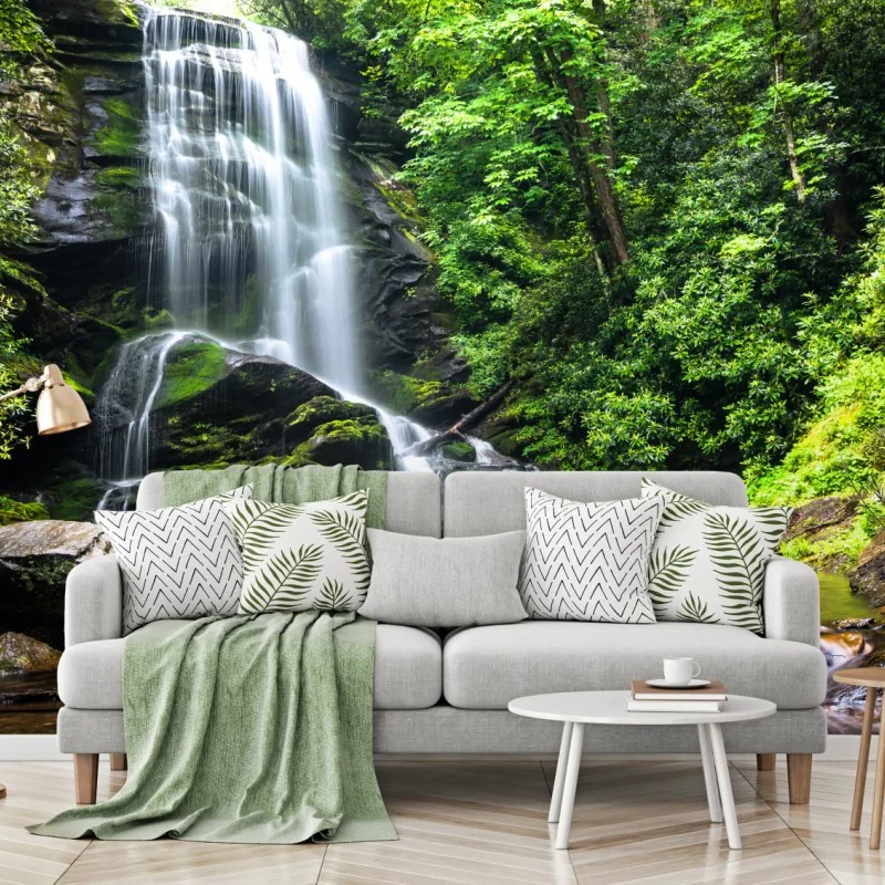 Fototapete ruhiger wasserfall im wald