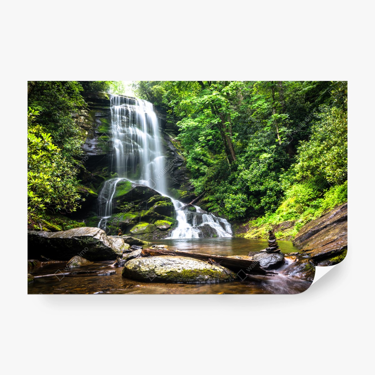 Fototapete ruhiger wasserfall im wald – Wallnifity® Fototapete ruhiger wasserfall im wald – Wallnifity®