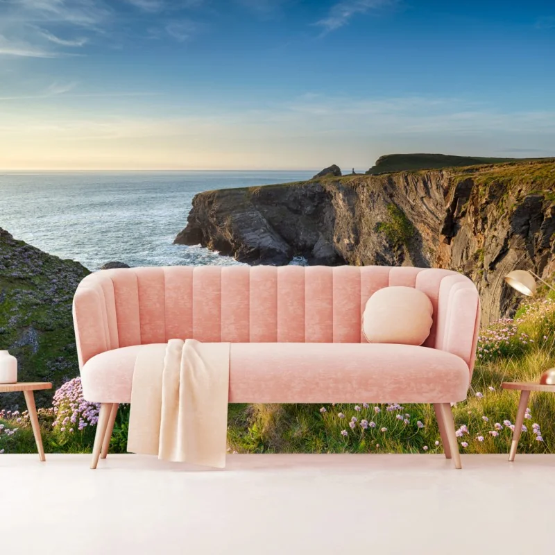 Fototapete küstenklippen in der goldenen stunde