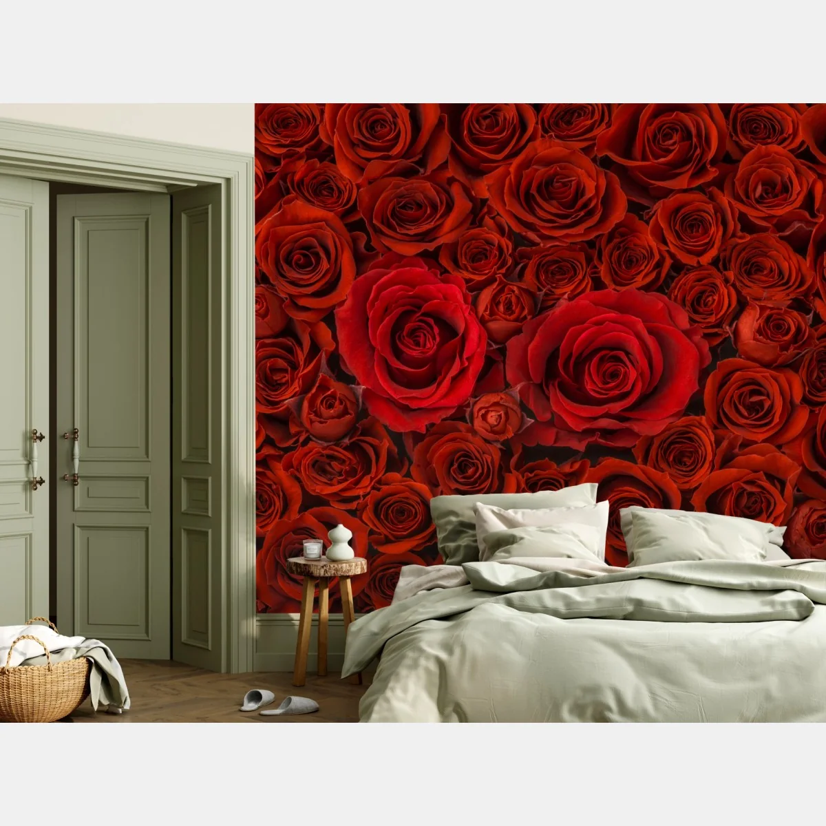 Fototapete prunkvolle collage roter rosen – Wallnifity®