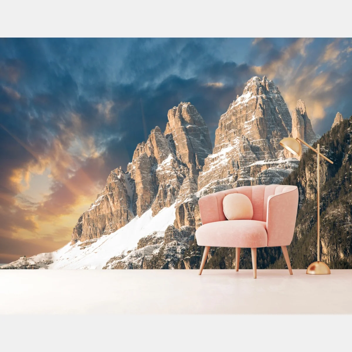 Fototapete dramatischer sonnenuntergang über den Dolomiten – Wallnifity® Fototapete dramatischer sonnenuntergang über den Dolomiten – Wallnifity®