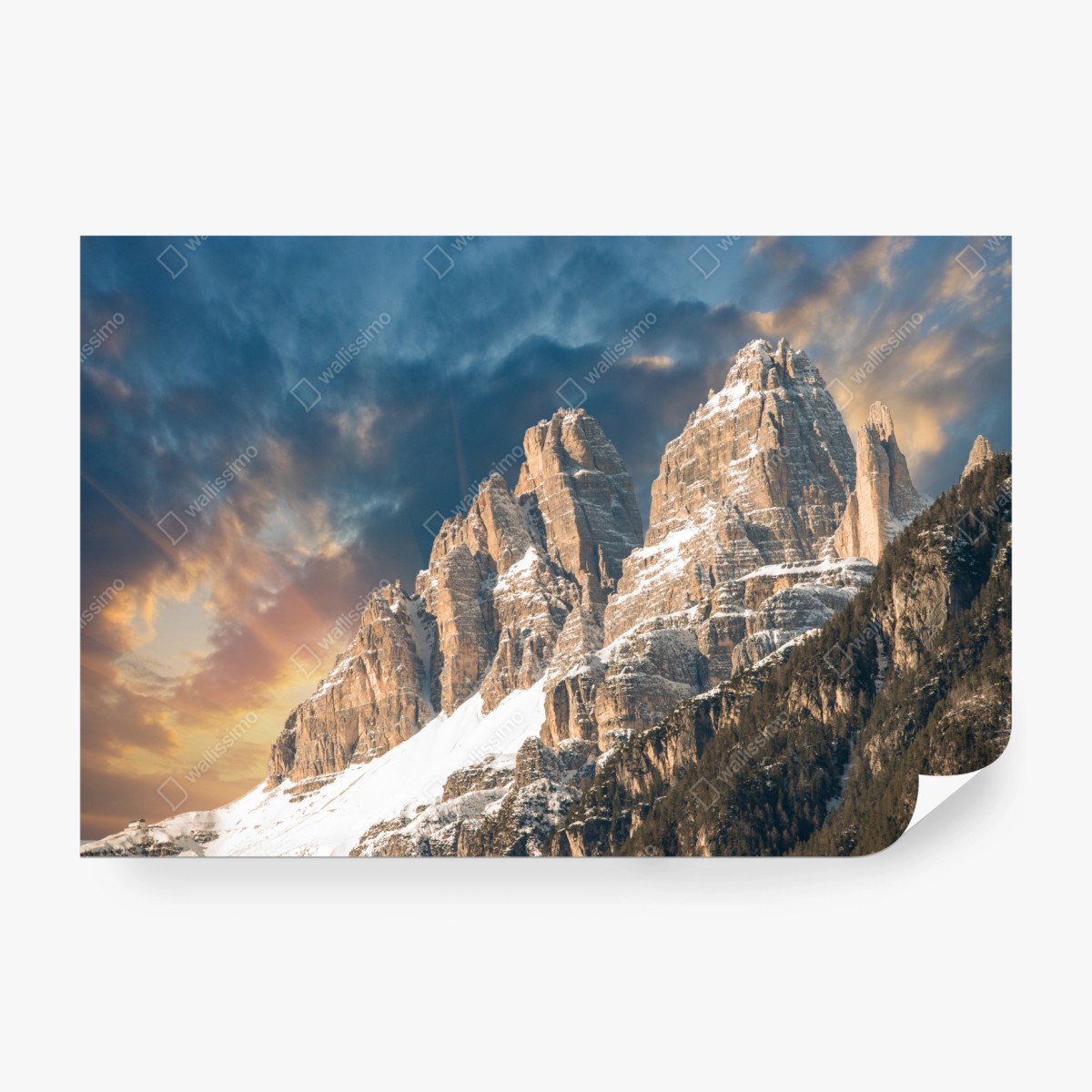 Fototapete dramatischer sonnenuntergang über den Dolomiten – Wallnifity® Fototapete dramatischer sonnenuntergang über den Dolomiten – Wallnifity®