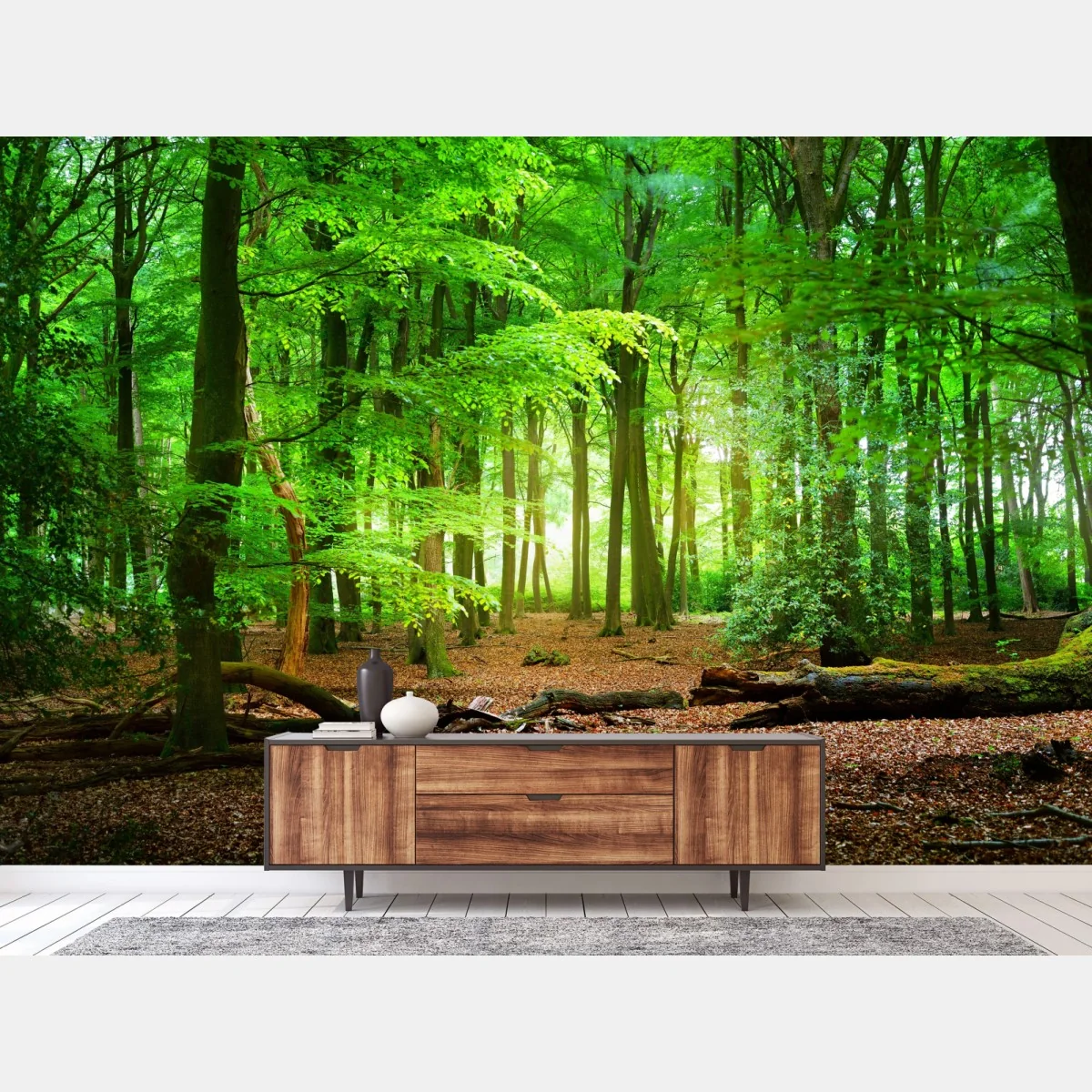 Fototapete sonnendurchfluteter grüner wald – Wallnifity® Fototapete sonnendurchfluteter grüner wald – Wallnifity®