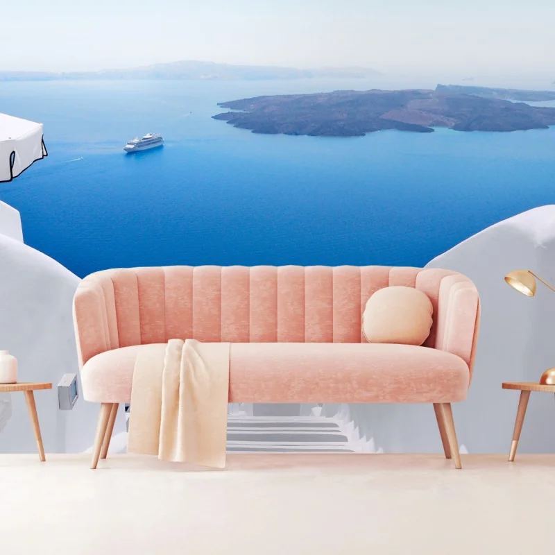 Fototapete Santorini weiße treppen zum meer