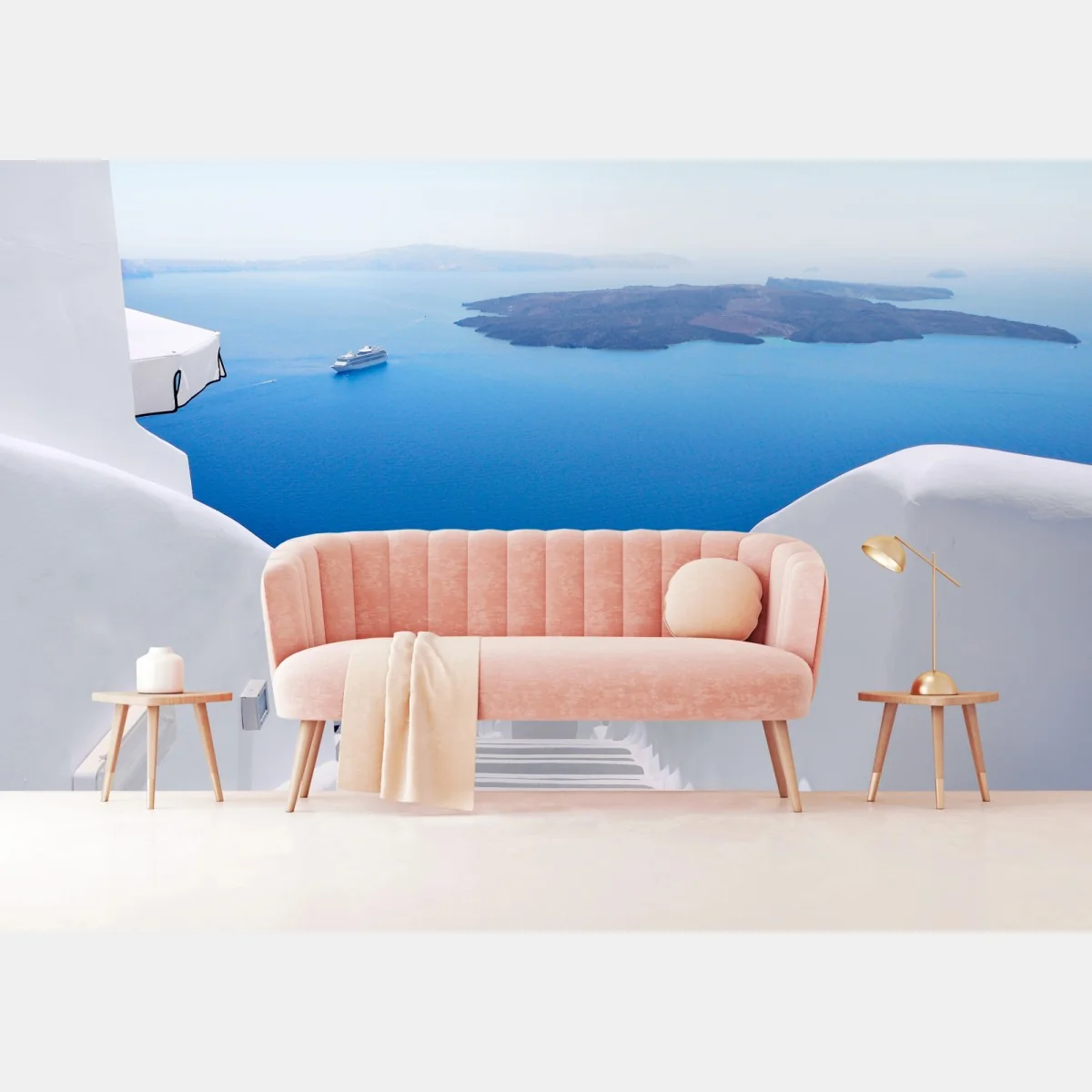 Fototapete Santorini weiße treppen zum meer – Wallnifity® Fototapete Santorini weiße treppen zum meer – Wallnifity®