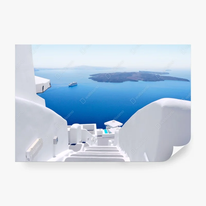 Fototapete Santorini weiße treppen zum meer