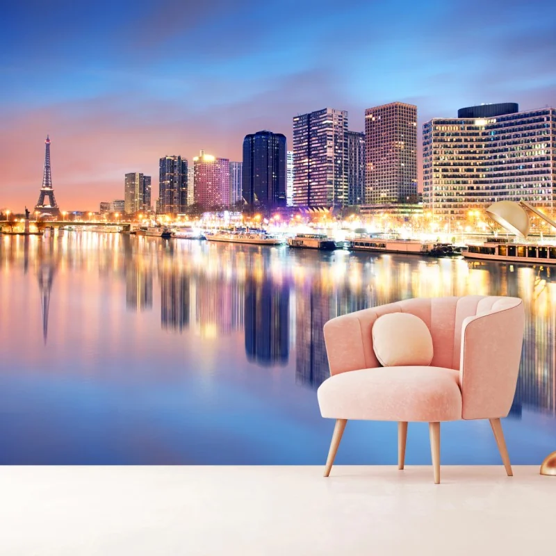 Fototapete Paris skyline bei dämmerung
