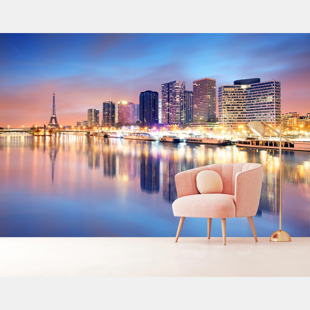 Fototapete Paris skyline bei dämmerung – Wallnifity® Fototapete Paris skyline bei dämmerung – Wallnifity®