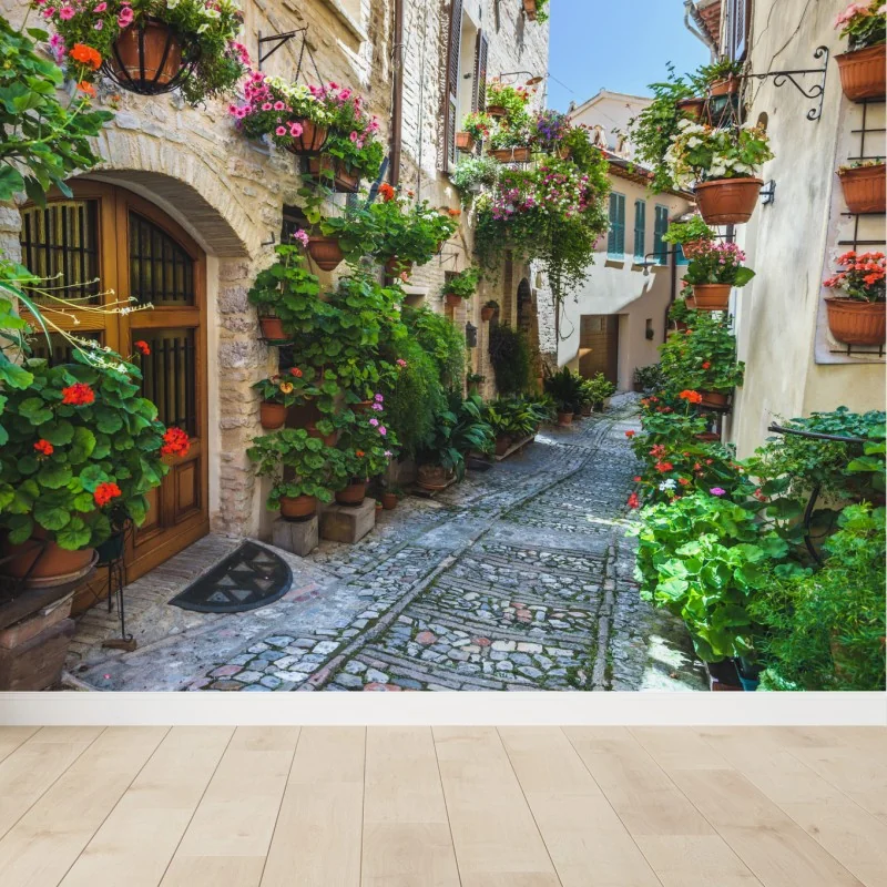 Fototapete charmante gasse in Spello, Italien