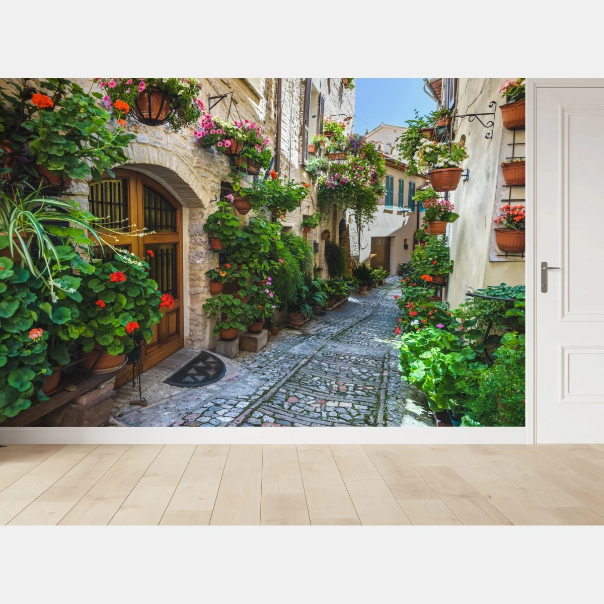 Fototapete charmante gasse in Spello, Italien – Wallnifity® Fototapete charmante gasse in Spello, Italien – Wallnifity®