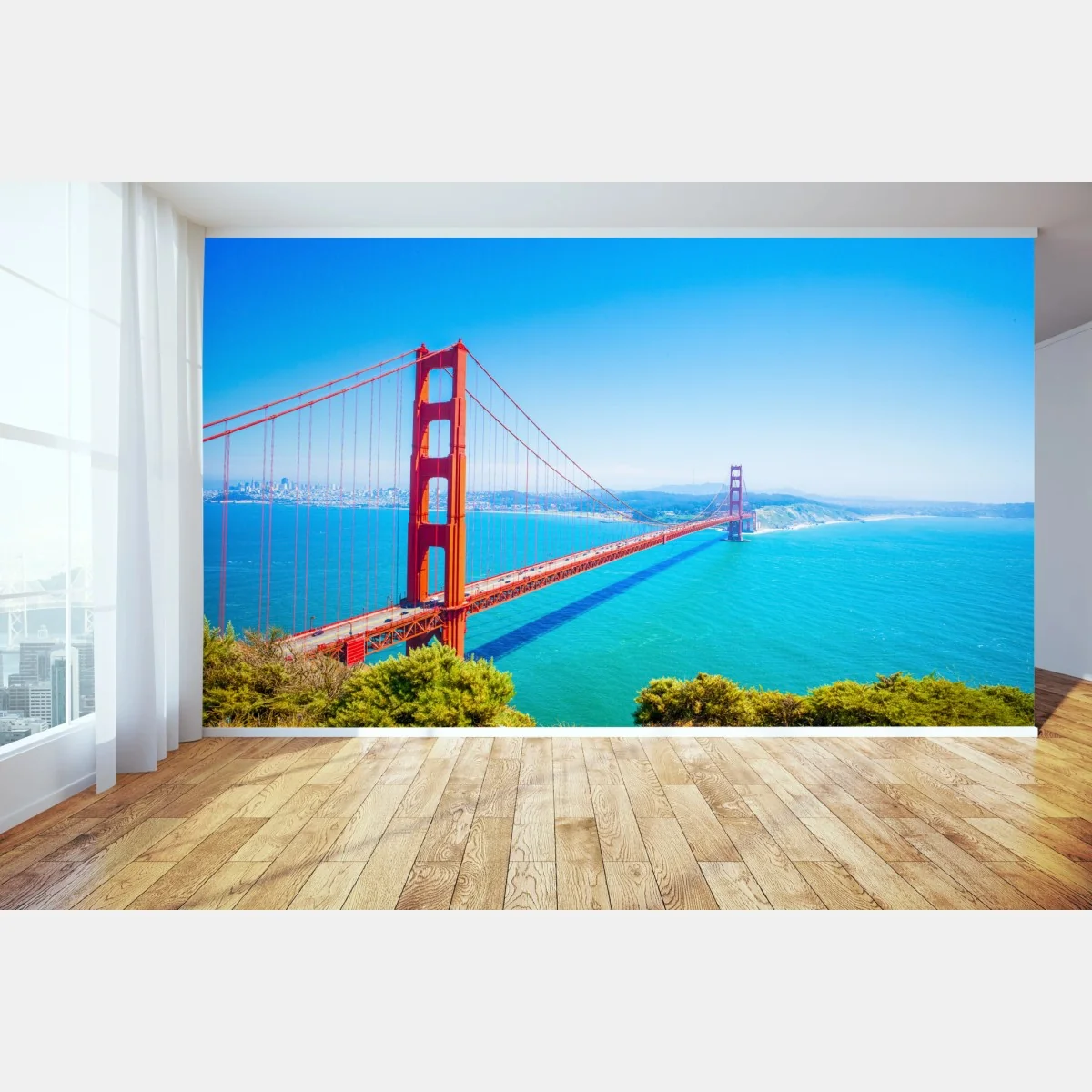 Fototapete Golden Gate Bridge über der bucht von San Francisco – Wallnifity® Fototapete Golden Gate Bridge über der bucht von San Francisco – Wallnifity®