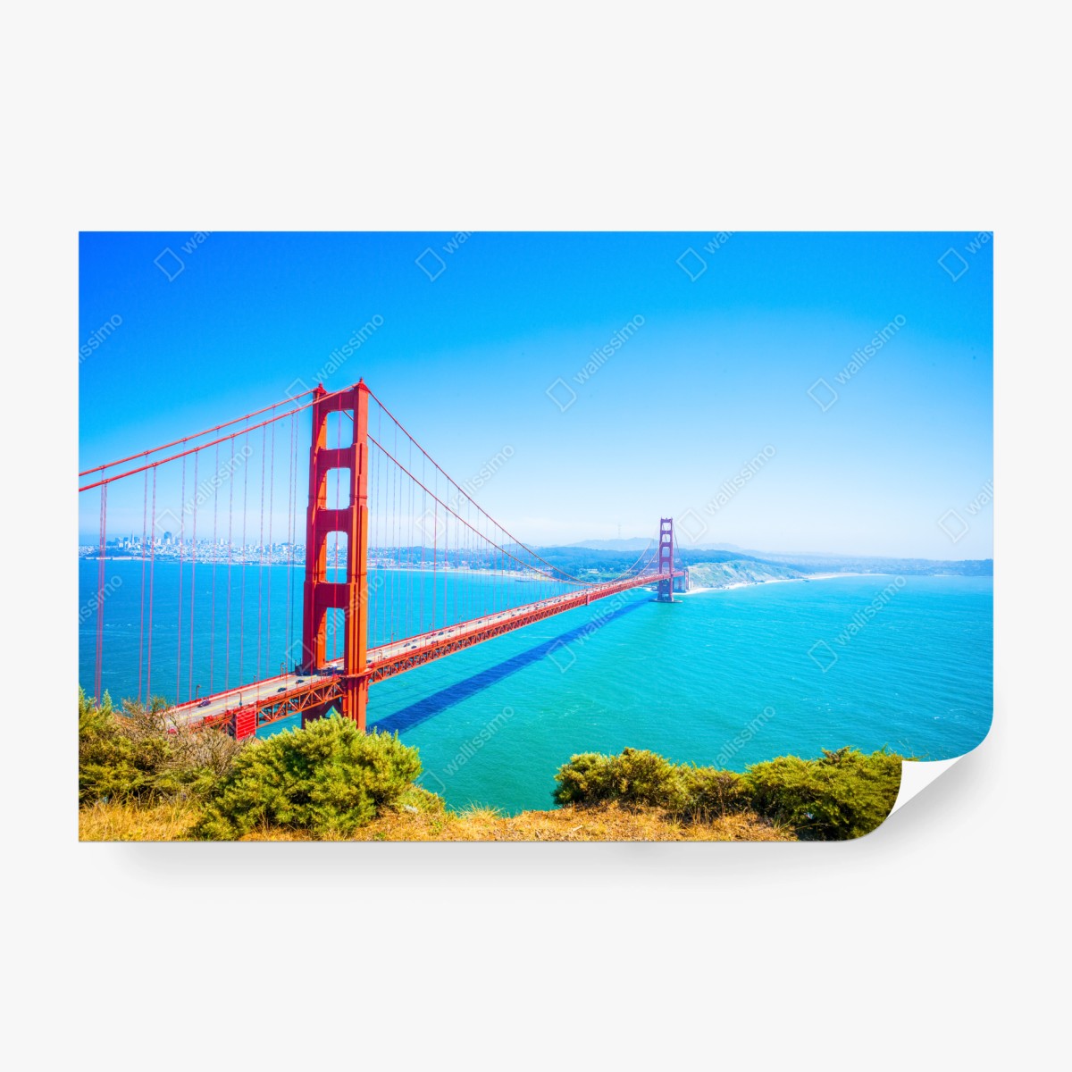 Fototapete Golden Gate Bridge über der bucht von San Francisco – Wallnifity® Fototapete Golden Gate Bridge über der bucht von San Francisco – Wallnifity®