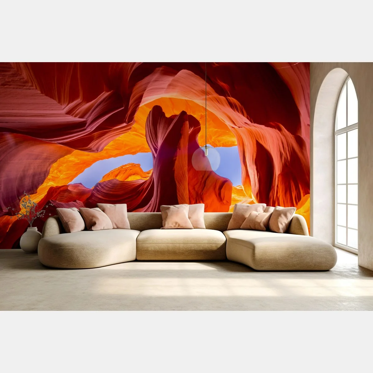 Fototapete sonnenbeleuchteter sandsteincanyon mit lebendigen kurven – Wallnifity® Fototapete sonnenbeleuchteter sandsteincanyon mit lebendigen kurven – Wallnifity®