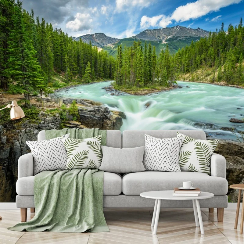 Fototapete neblige flussklamm bei Upper Sunwapta Falls, Jasper National Park – Wallnifity® Fototapete neblige flussklamm bei Upper Sunwapta Falls, Jasper National Park – Wallnifity®