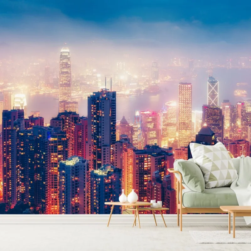 Fototapete Hongkong nächtliche skyline vom Victoria Peak