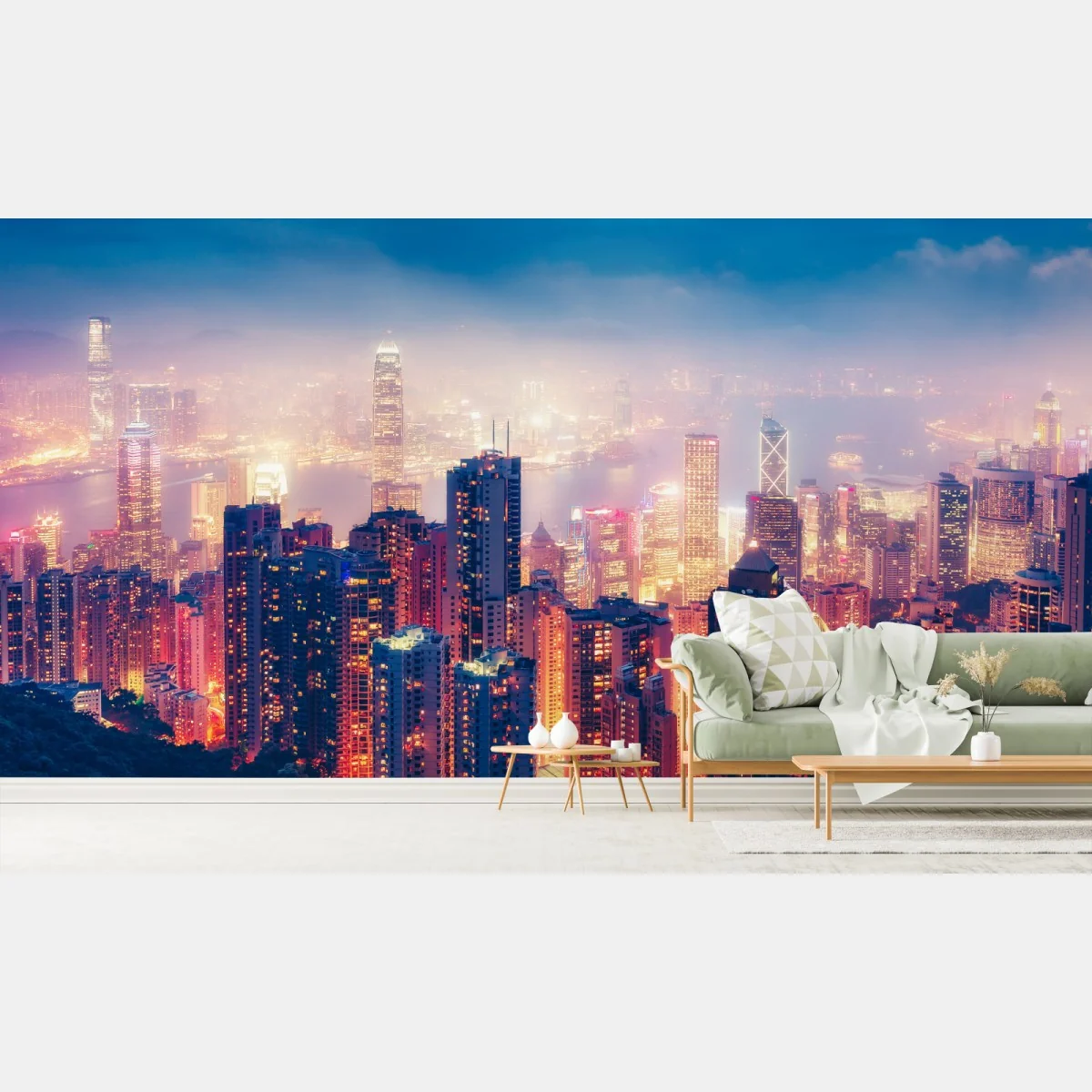 Fototapete Hongkong nächtliche skyline vom Victoria Peak – Wallnifity®