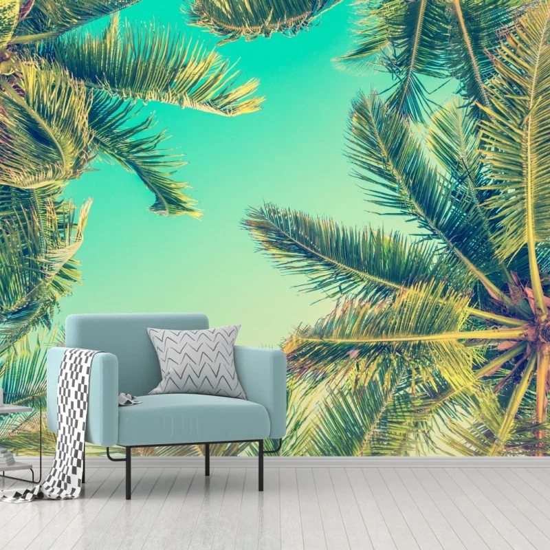 Fototapete vintage türkis palmenhimmel
