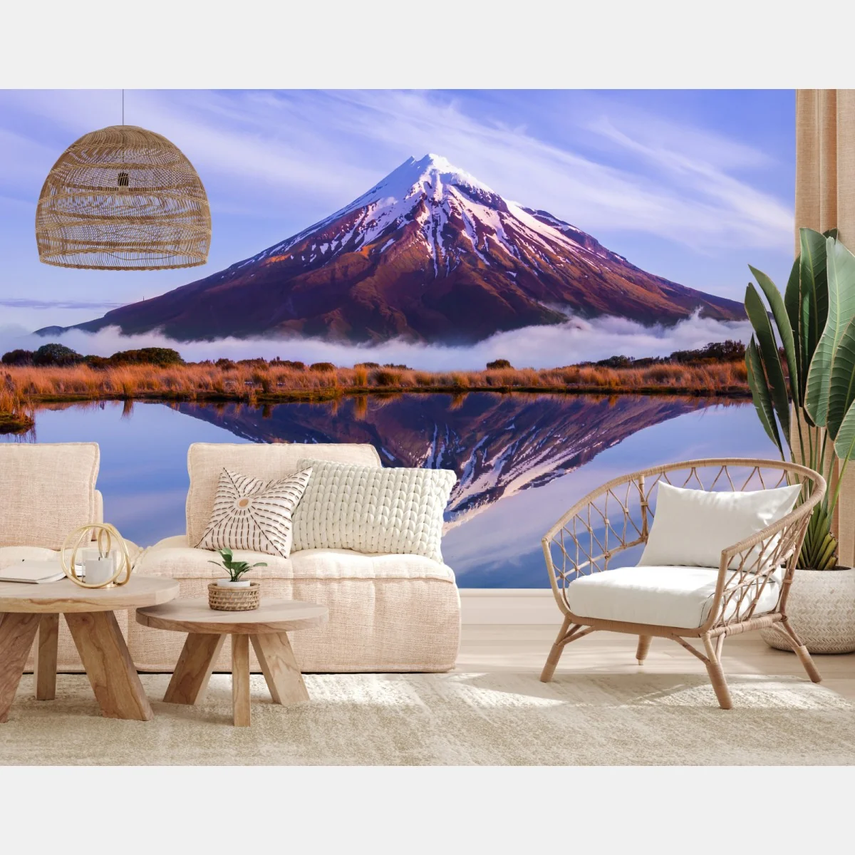 Fototapete majestätische bergspiegelung bei sonnenaufgang – Wallnifity®