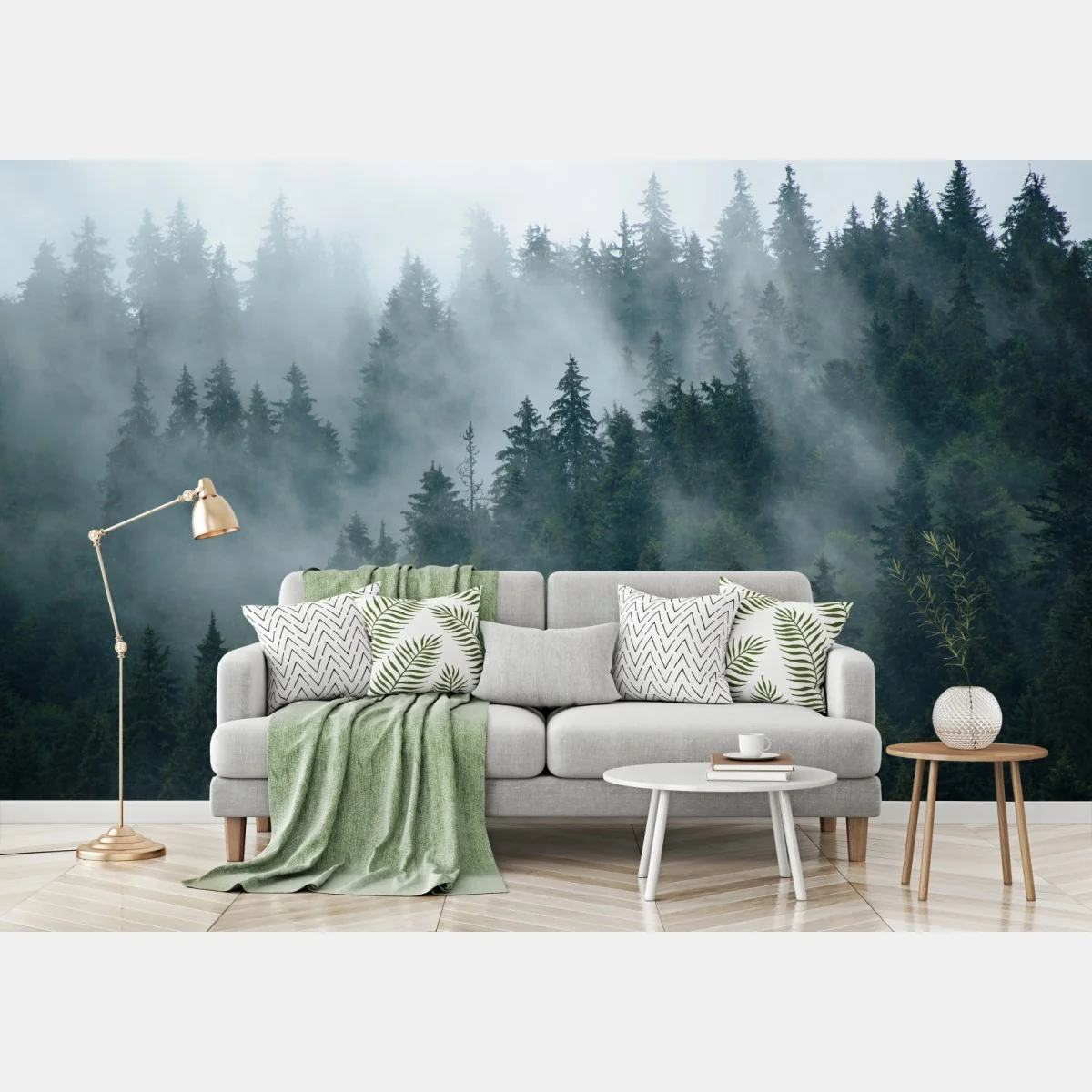 Fototapete nebeliger immergrüner wald – Wallnifity® Fototapete nebeliger immergrüner wald – Wallnifity®
