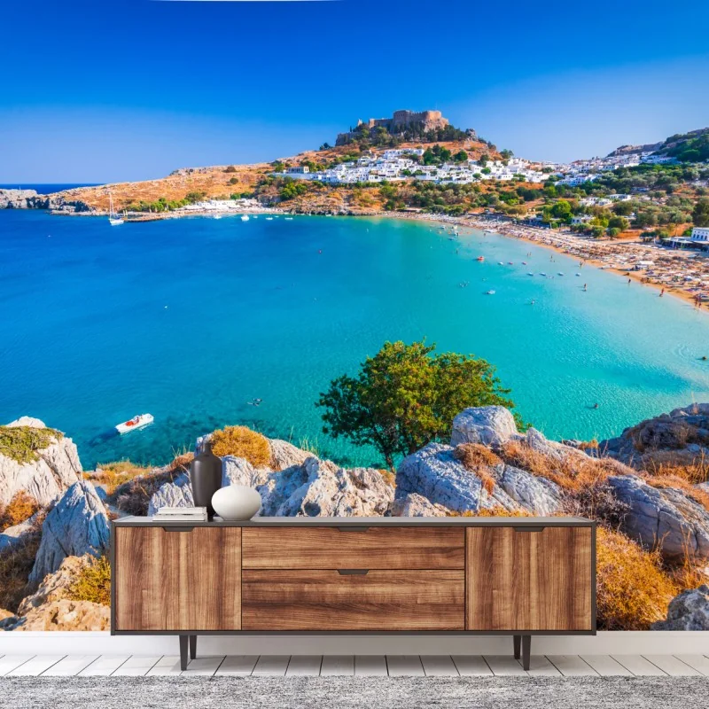 Fototapete türkisbucht in Lindos, Rhodos