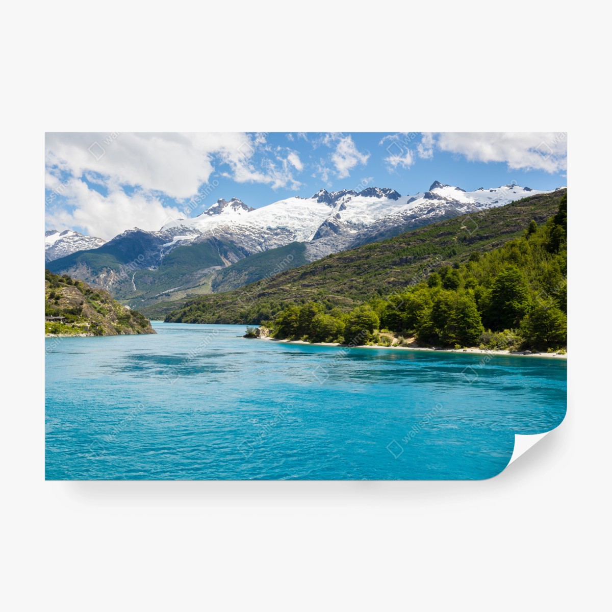 Fototapete türkisfarbener bergsee mit schneebedeckten gipfeln – Wallnifity®