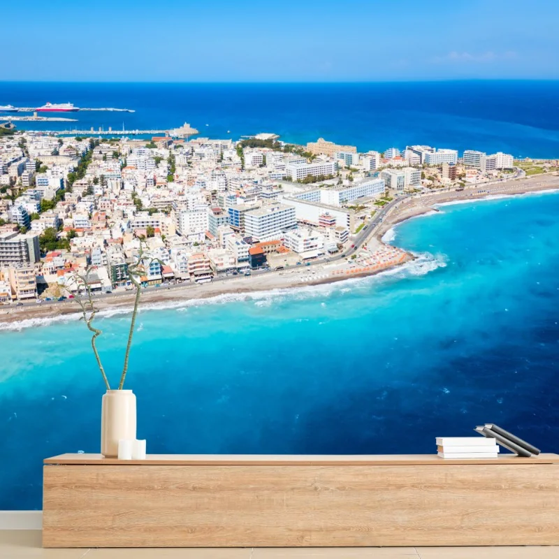 Fototapete luftpanorama der küste von Rhodos
