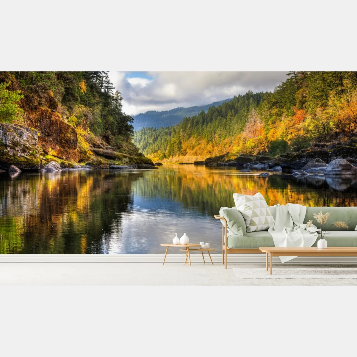Fototapete Rogue River herbstliche spiegelungen – Wallnifity® Fototapete Rogue River herbstliche spiegelungen – Wallnifity®