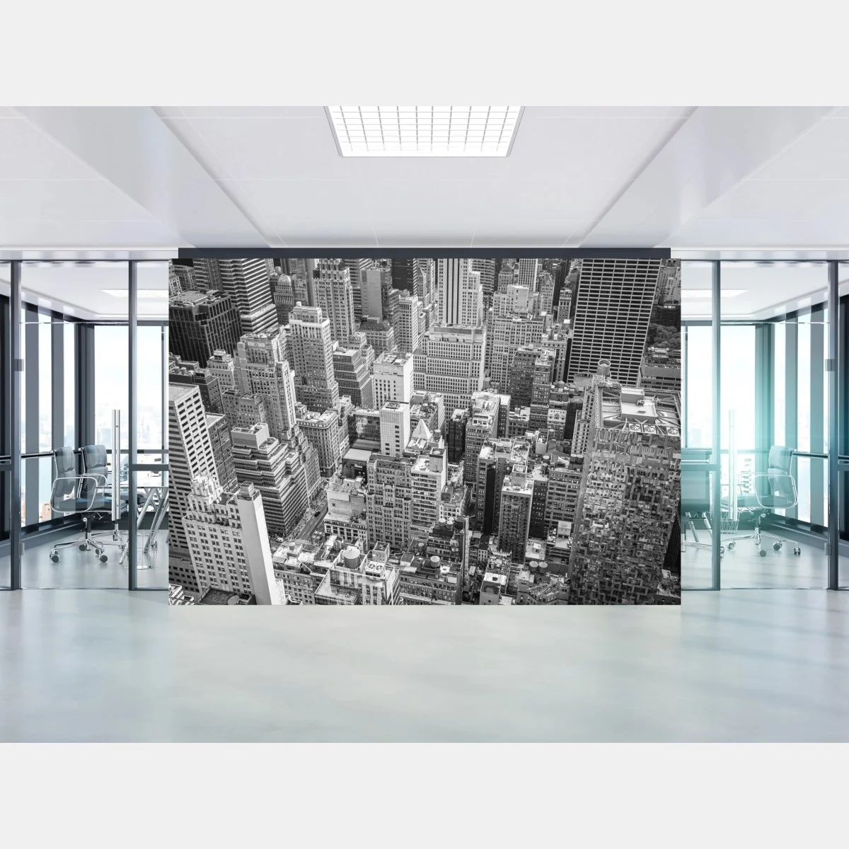 Fototapete luftaufnahme einer städtischen skyline in schwarzweiß – Wallnifity®