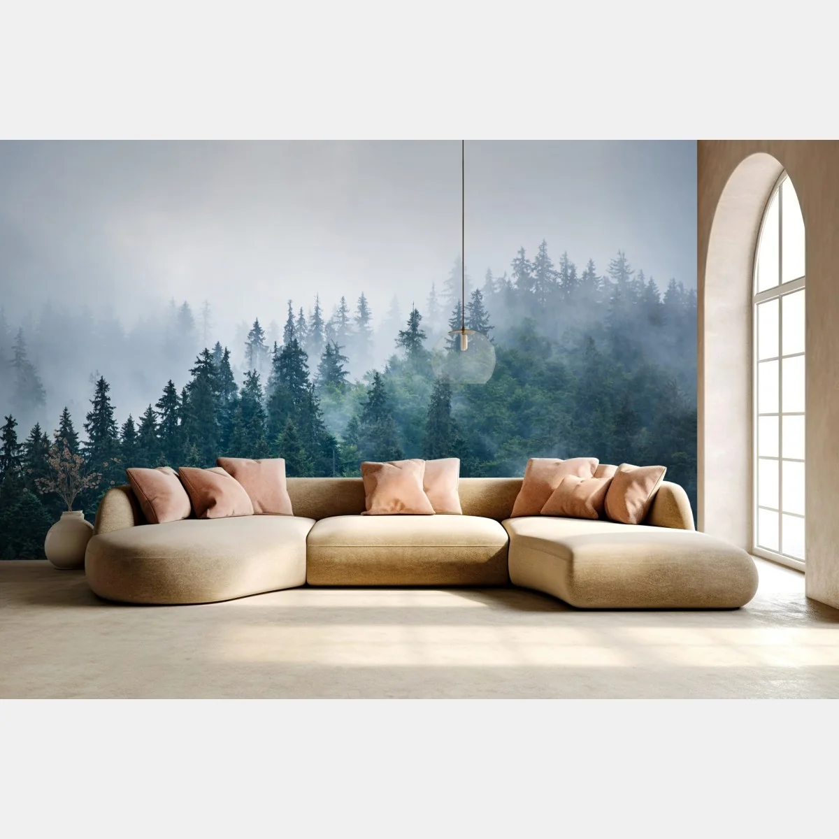 Fototapete nebliger nadelwald – Wallnifity®