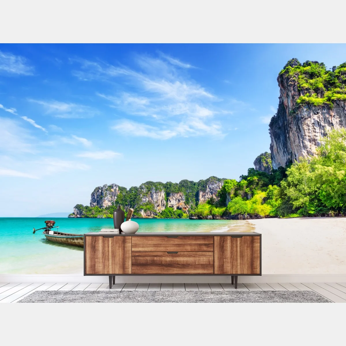 Fototapete longtail-boot am strand Railay, Thailand – Wallnifity®