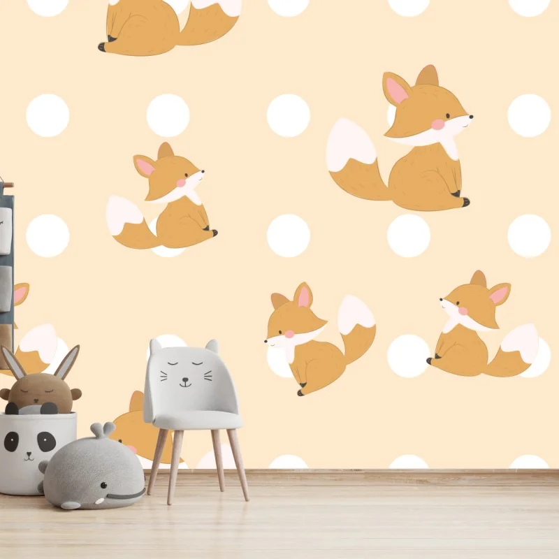 Fototapete verspieltes fuchsmuster in pastellbeige