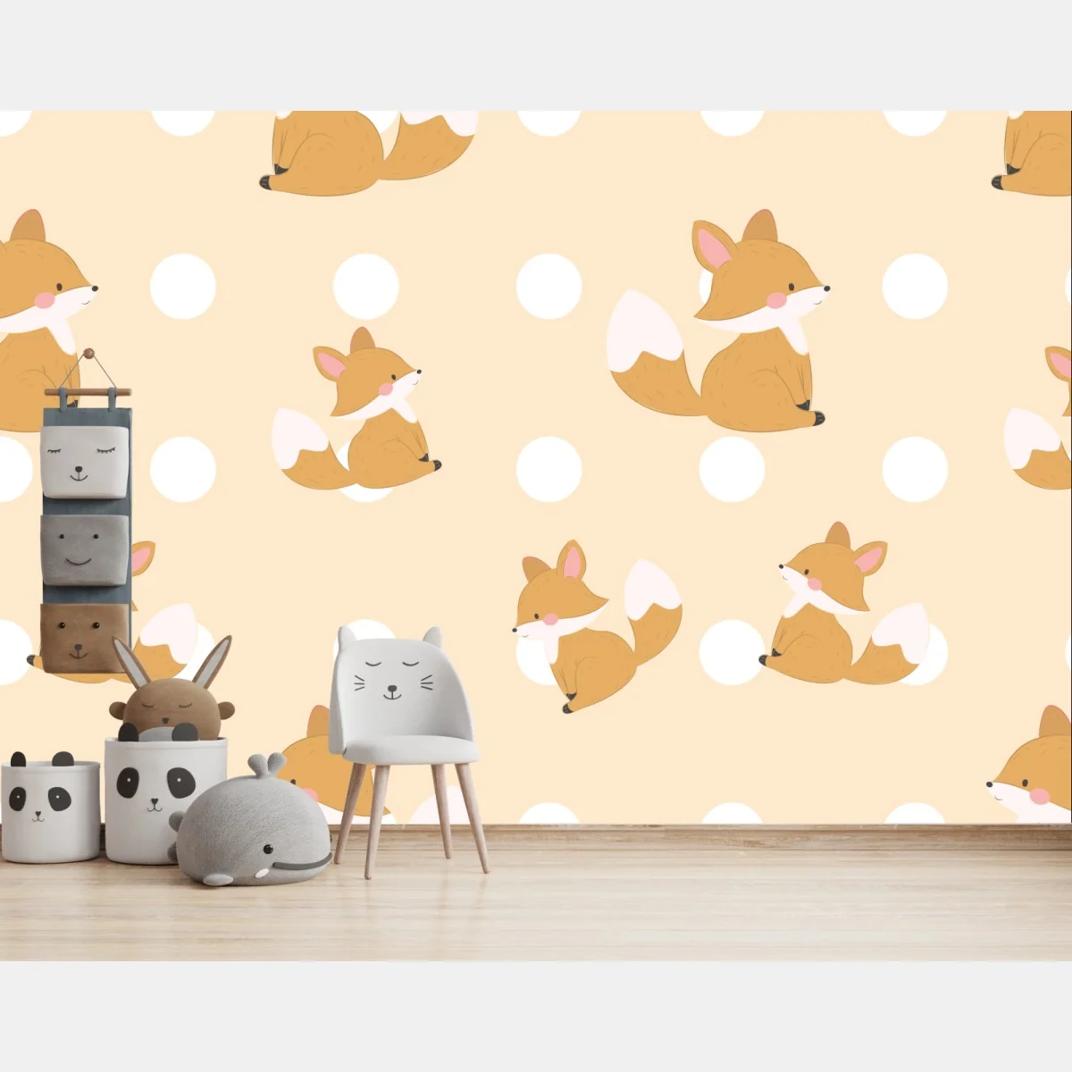 Fototapete verspieltes fuchsmuster in pastellbeige – Wallnifity® Fototapete verspieltes fuchsmuster in pastellbeige – Wallnifity®
