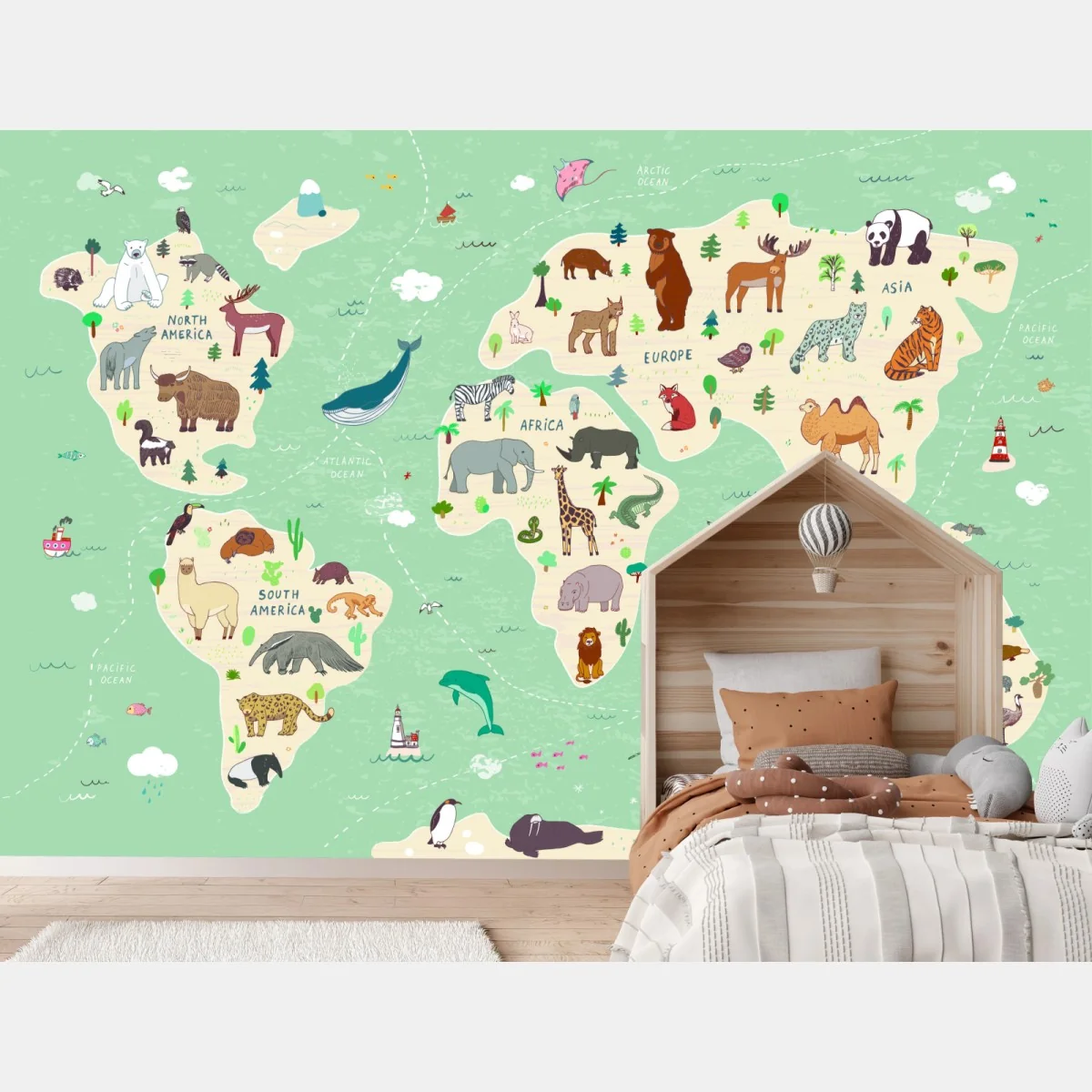 Fototapete verspielte weltkarte mit tieren – Wallnifity® Fototapete verspielte weltkarte mit tieren – Wallnifity®