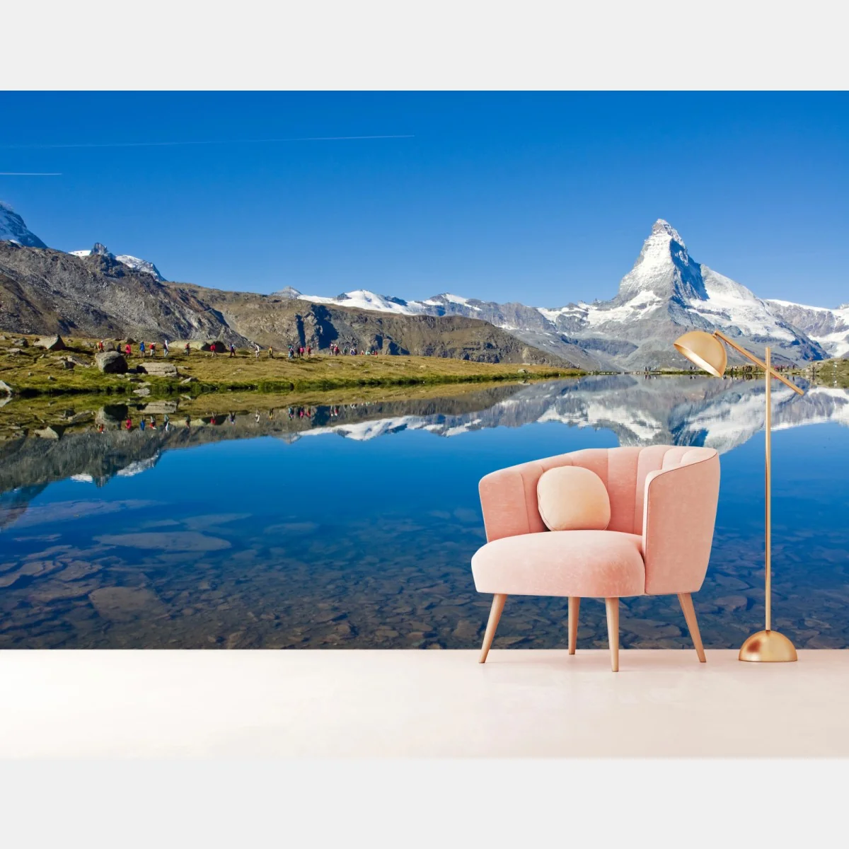 Fototapete alpenberg spiegelung über stillem see – Wallnifity® Fototapete alpenberg spiegelung über stillem see – Wallnifity®