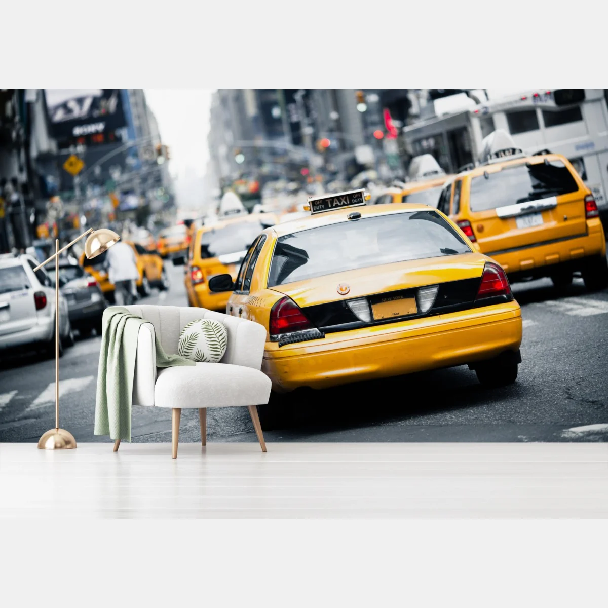 Fototapete gelbe taxis in einer belebten straße von New York – Wallnifity® Fototapete gelbe taxis in einer belebten straße von New York – Wallnifity®