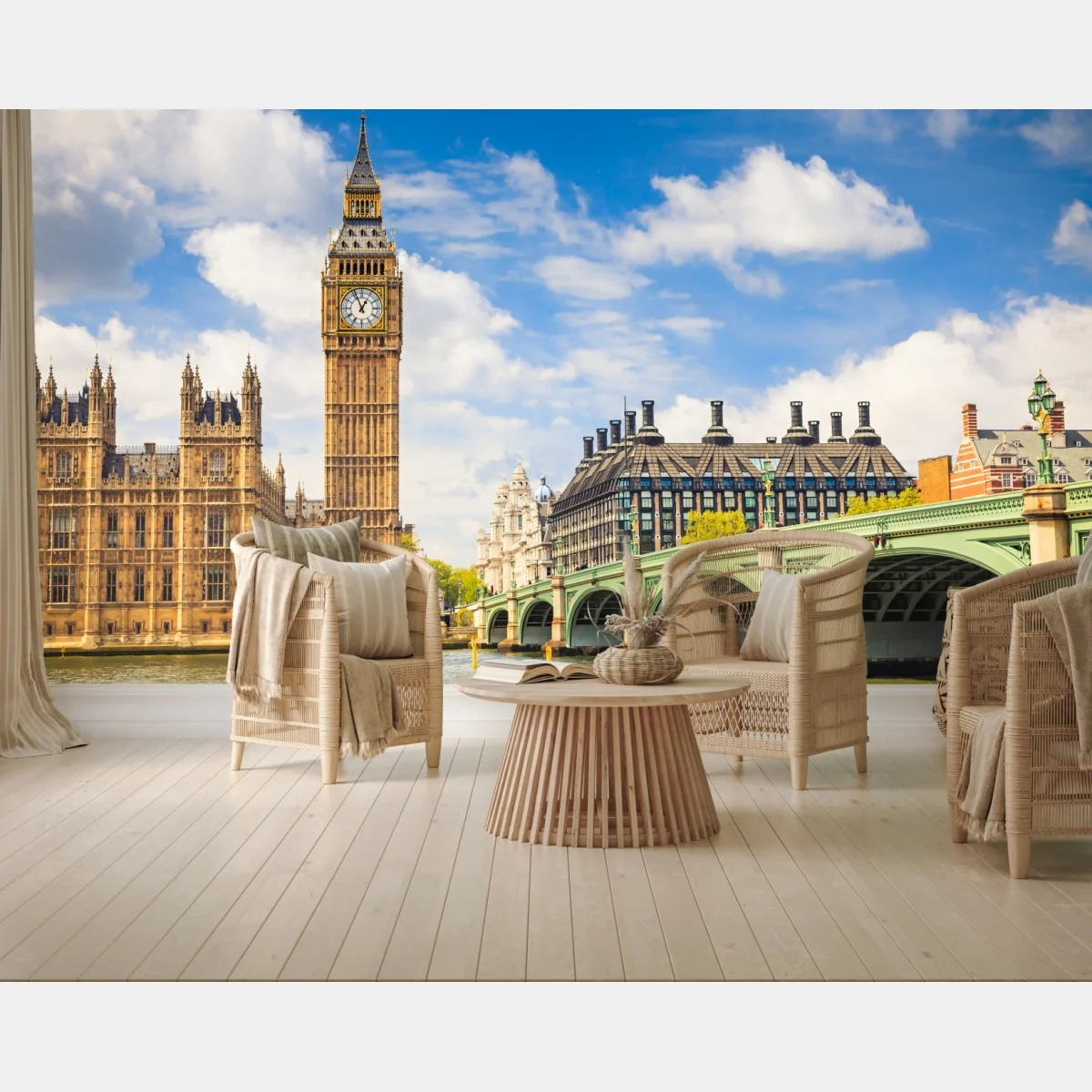 Fototapete London panorama mit uhrturm Big Ben und Westminster Bridge – Wallnifity® Fototapete London panorama mit uhrturm Big Ben und Westminster Bridge – Wallnifity®