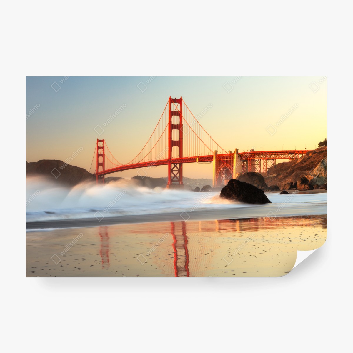 Fototapete Golden Gate brücke bei sonnenuntergang – Wallnifity® Fototapete Golden Gate brücke bei sonnenuntergang – Wallnifity®