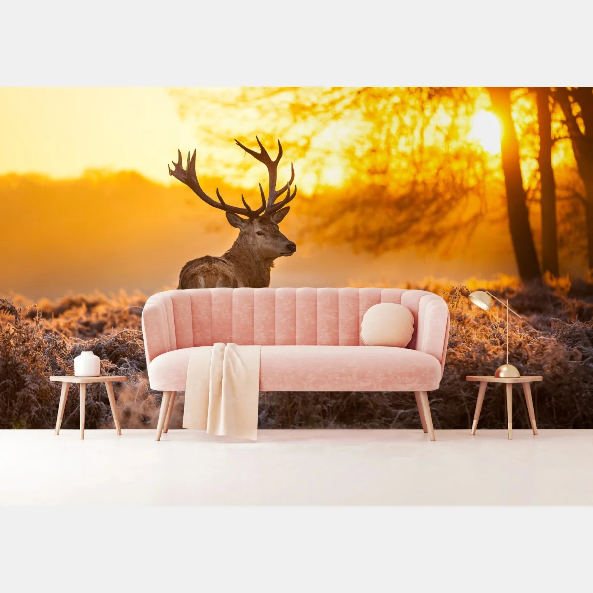 Fototapete goldener hirsch im sonnenaufgang – Wallnifity® Fototapete goldener hirsch im sonnenaufgang – Wallnifity®