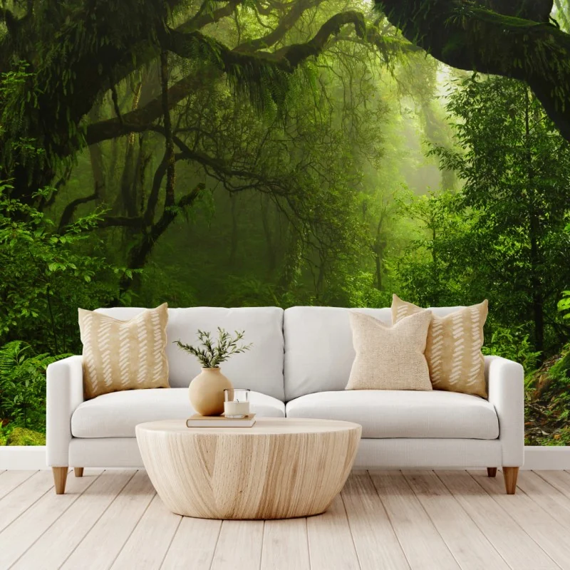 Fototapete verwunschener moosiger waldpfad – Wallnifity® Fototapete verwunschener moosiger waldpfad – Wallnifity®