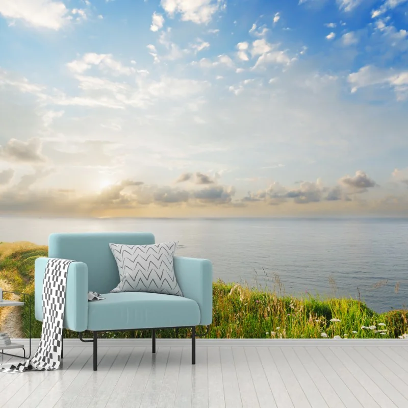 Fototapete sonniger küstenpfad zum meer