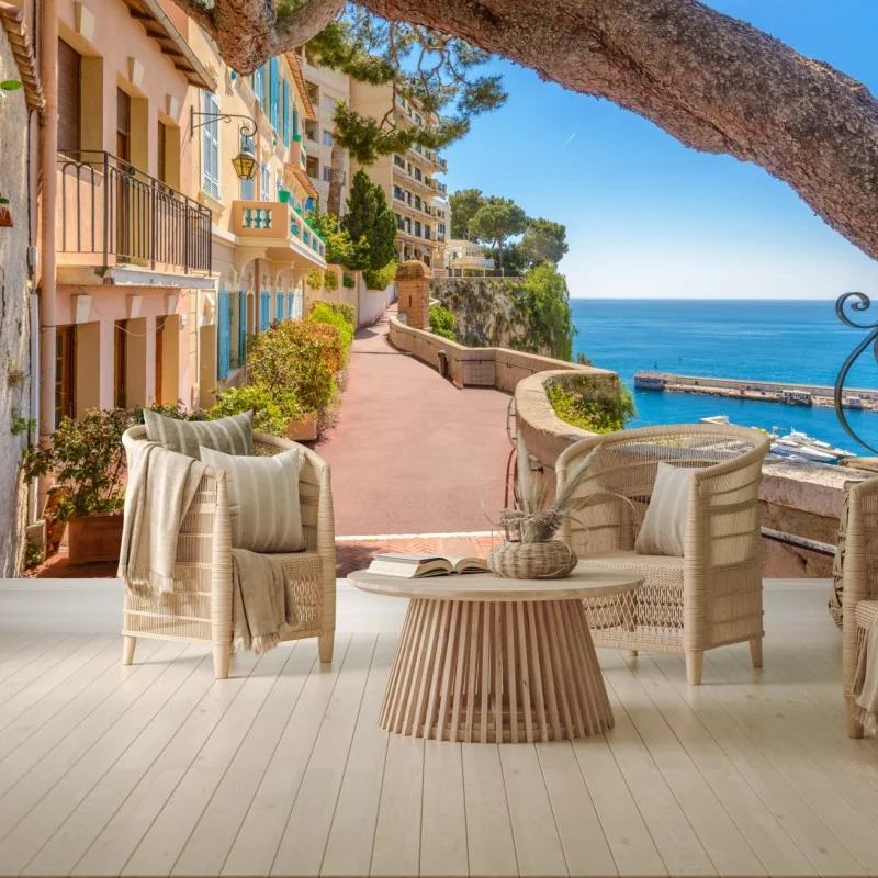 Fototapete Monaco küstenpromenade mit meerblick